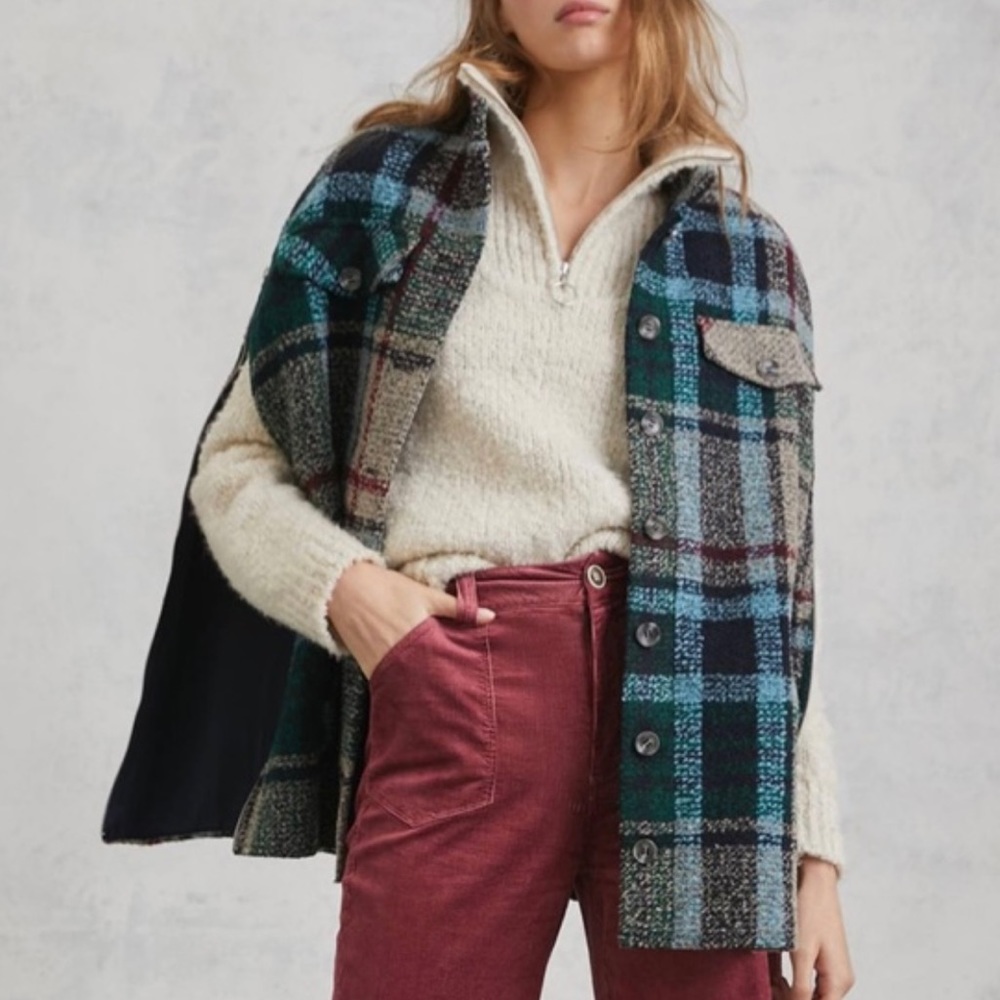 Anthropologie Plaid Capelet One Size
